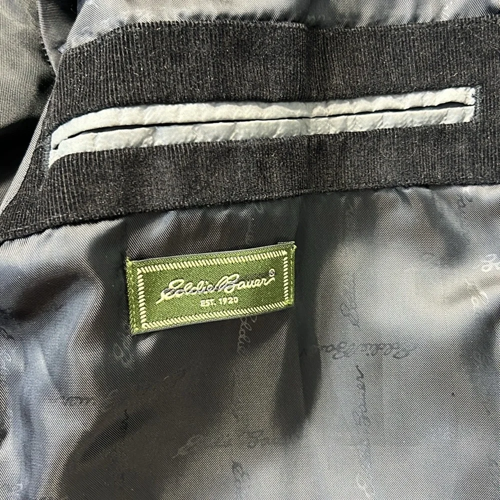 Eddie Bauer Corduroy Blazer Jacket‎ Men M 44R Black Cotton Stretch Casual Y2K